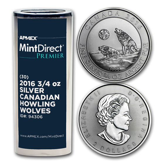 2016 Canada 3/4 oz Ag Howling Wolves (MintDirect® Premier Tube) 2016 Canada 3/4 oz Ag Howling Wolves (MintDirect® Premier Tube)